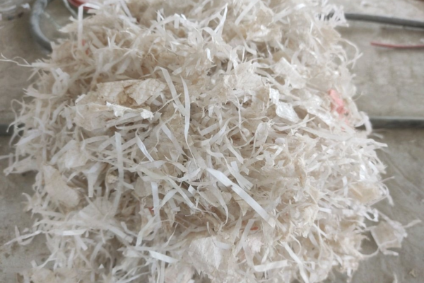 Grinding of raffia waste.